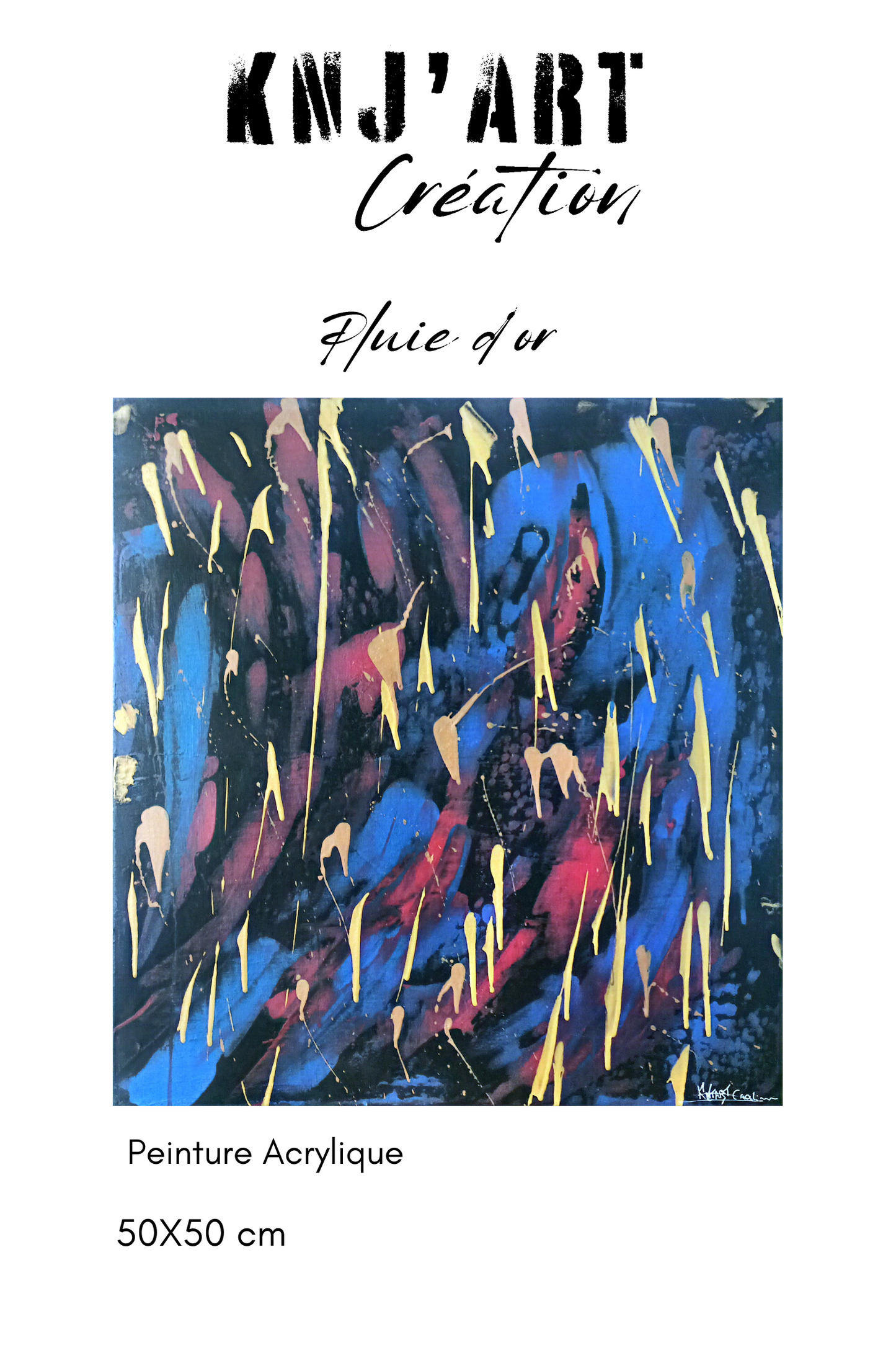Toile Peinture 50X50 "pluie d'or"