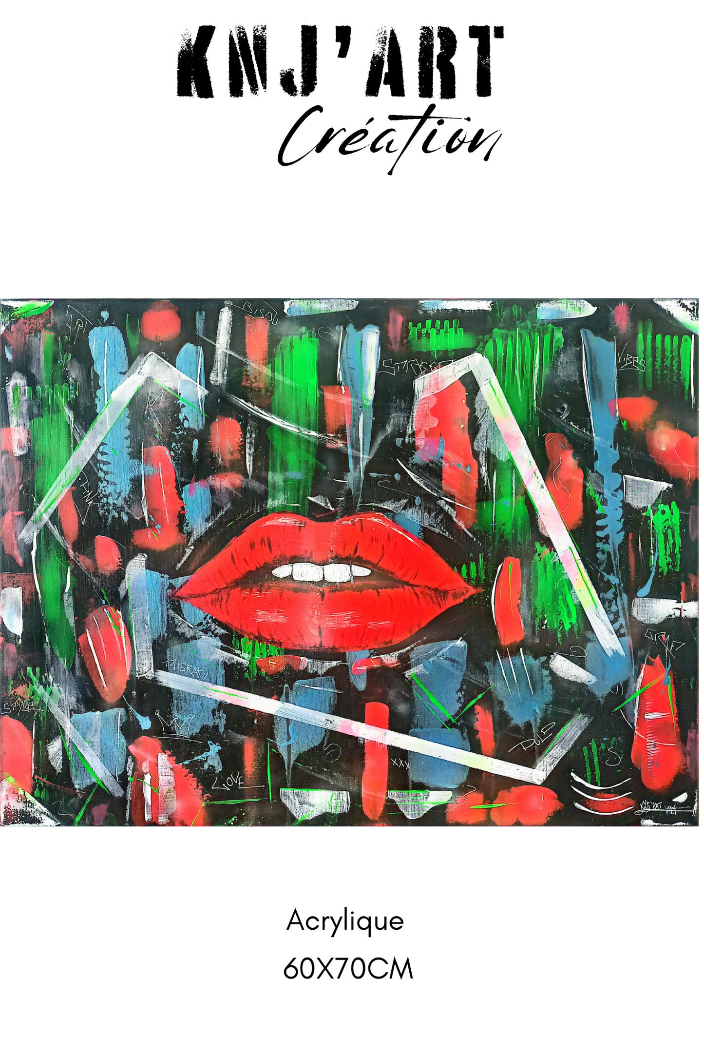 Toile peinture "Street Art lips"
