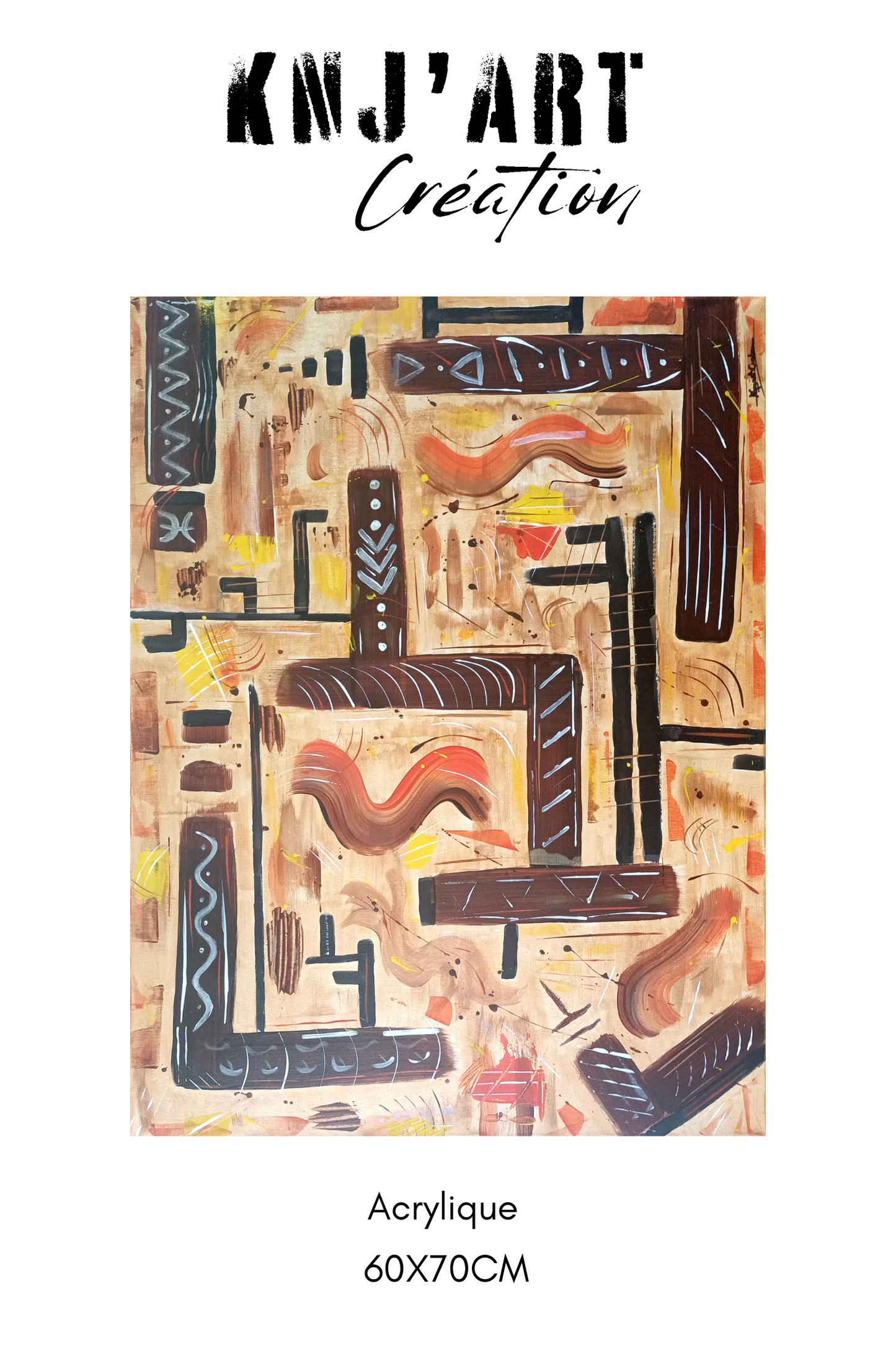 Toile peinture abstrait ethnique