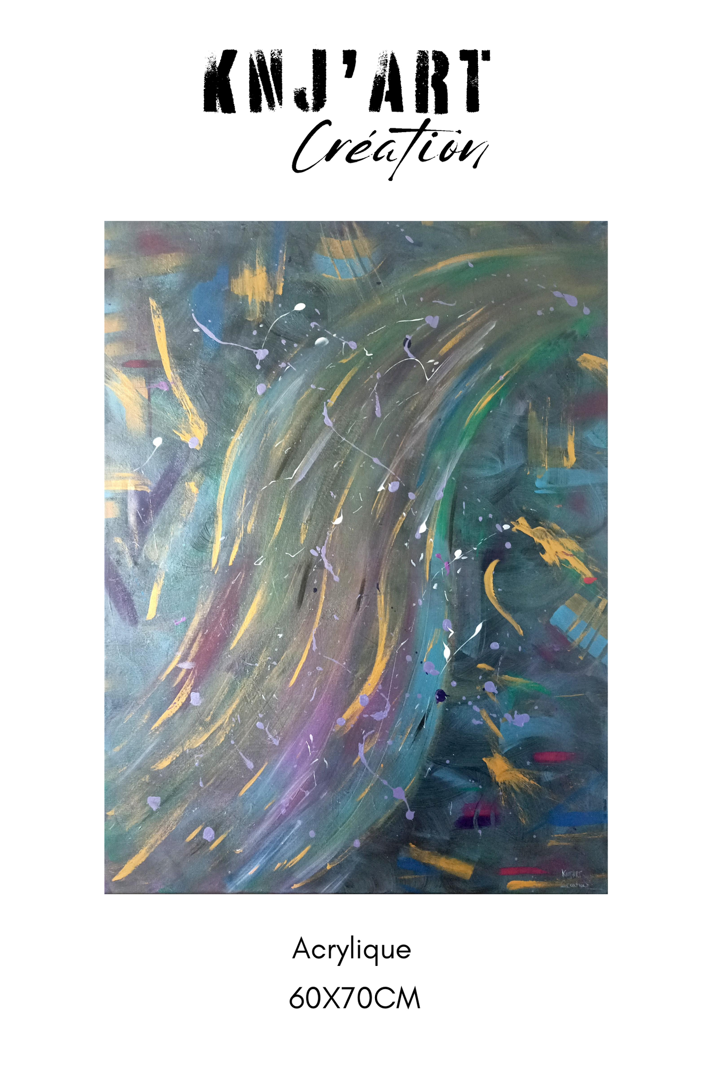 Toile peinture abstrait métallique